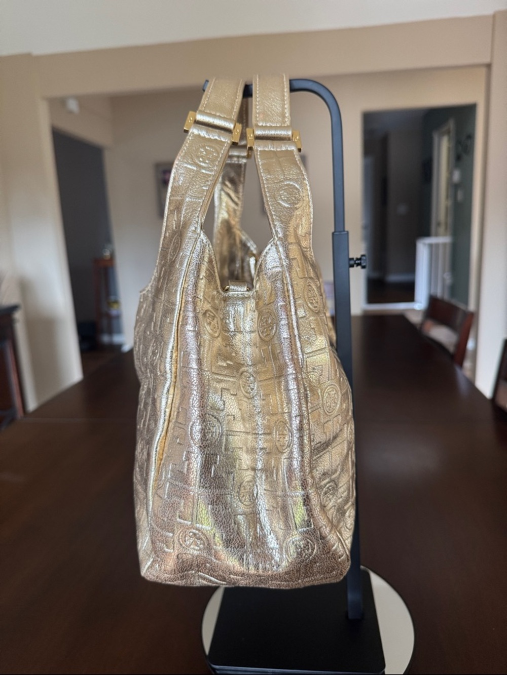 Tory Burch Metallic Gold Hobo Shoulder Bag - Picture 3 of 13